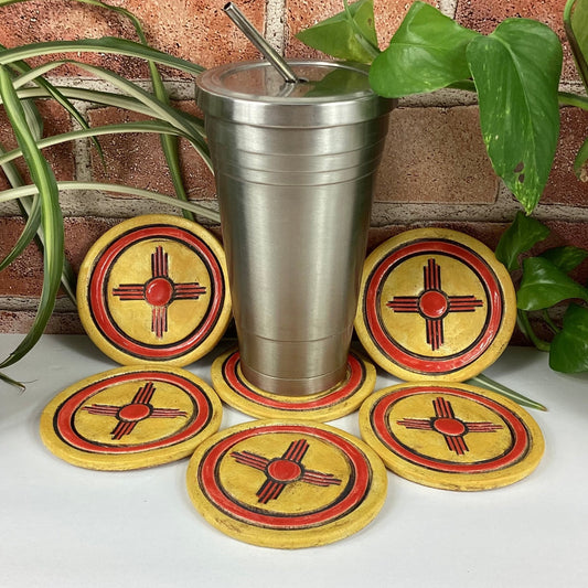 Yellow Zia Coasters