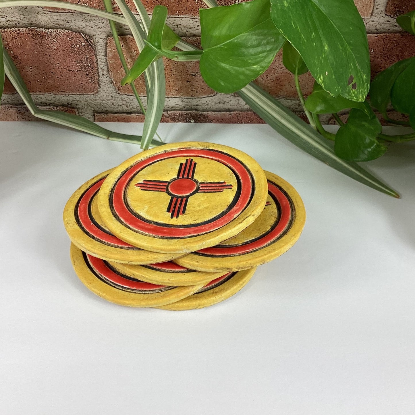 Yellow Zia Coasters