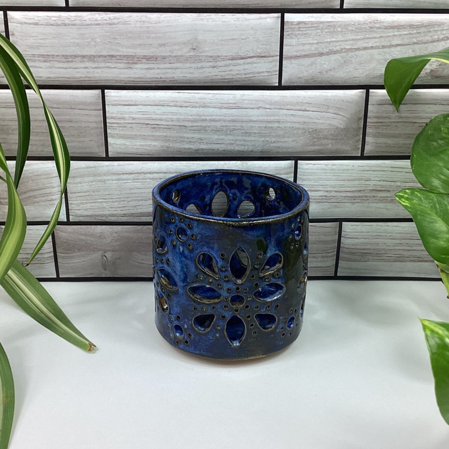 Blue Paisley Candle Lantern