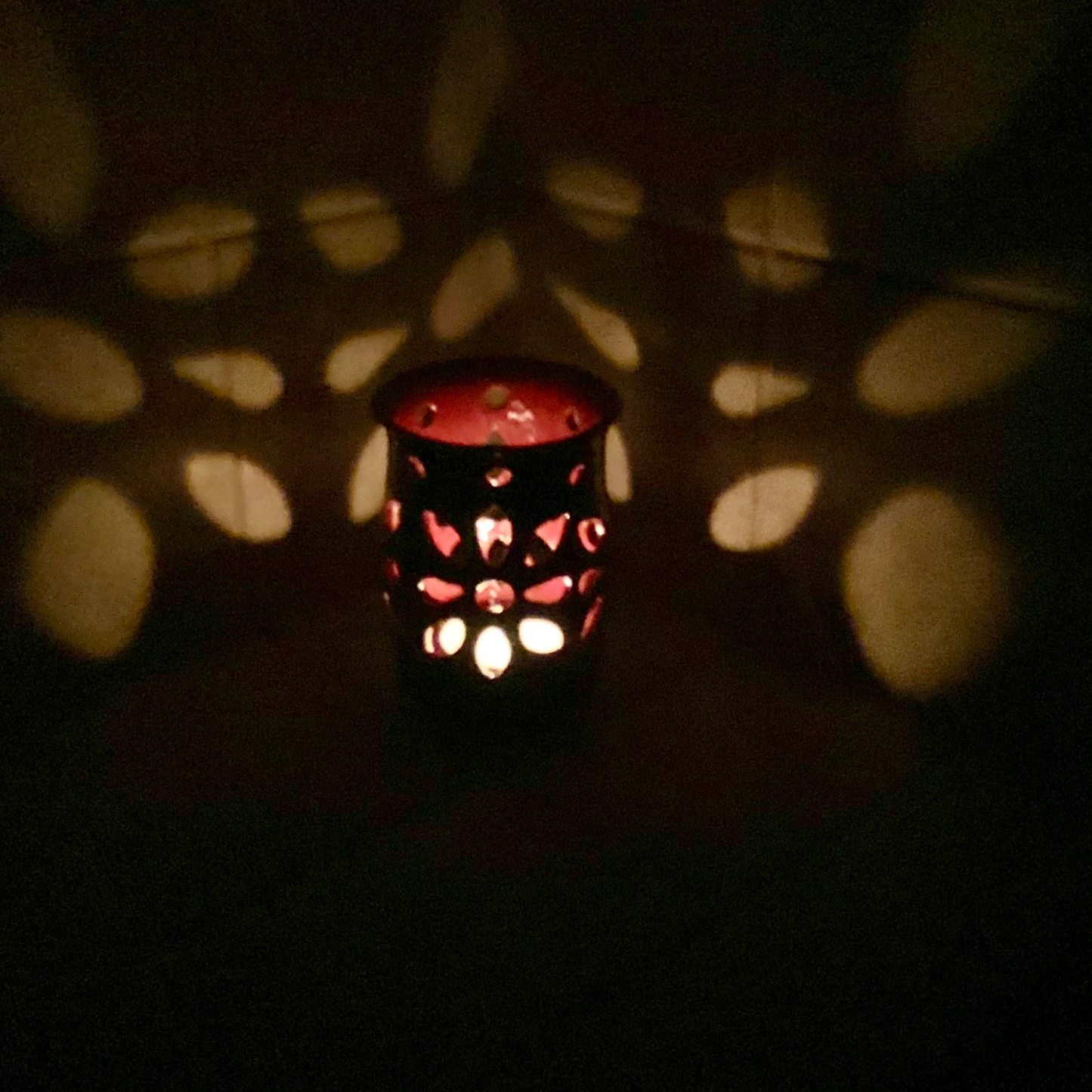 Small Maroon Candle Lantern